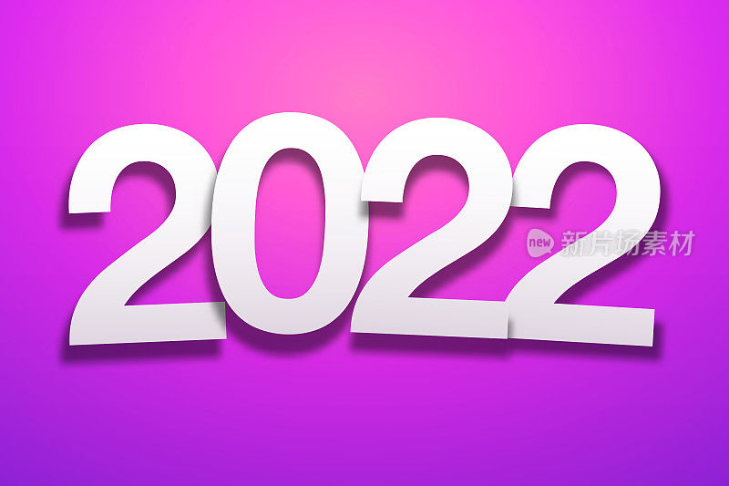 2022 -紫色背景上的纸字体